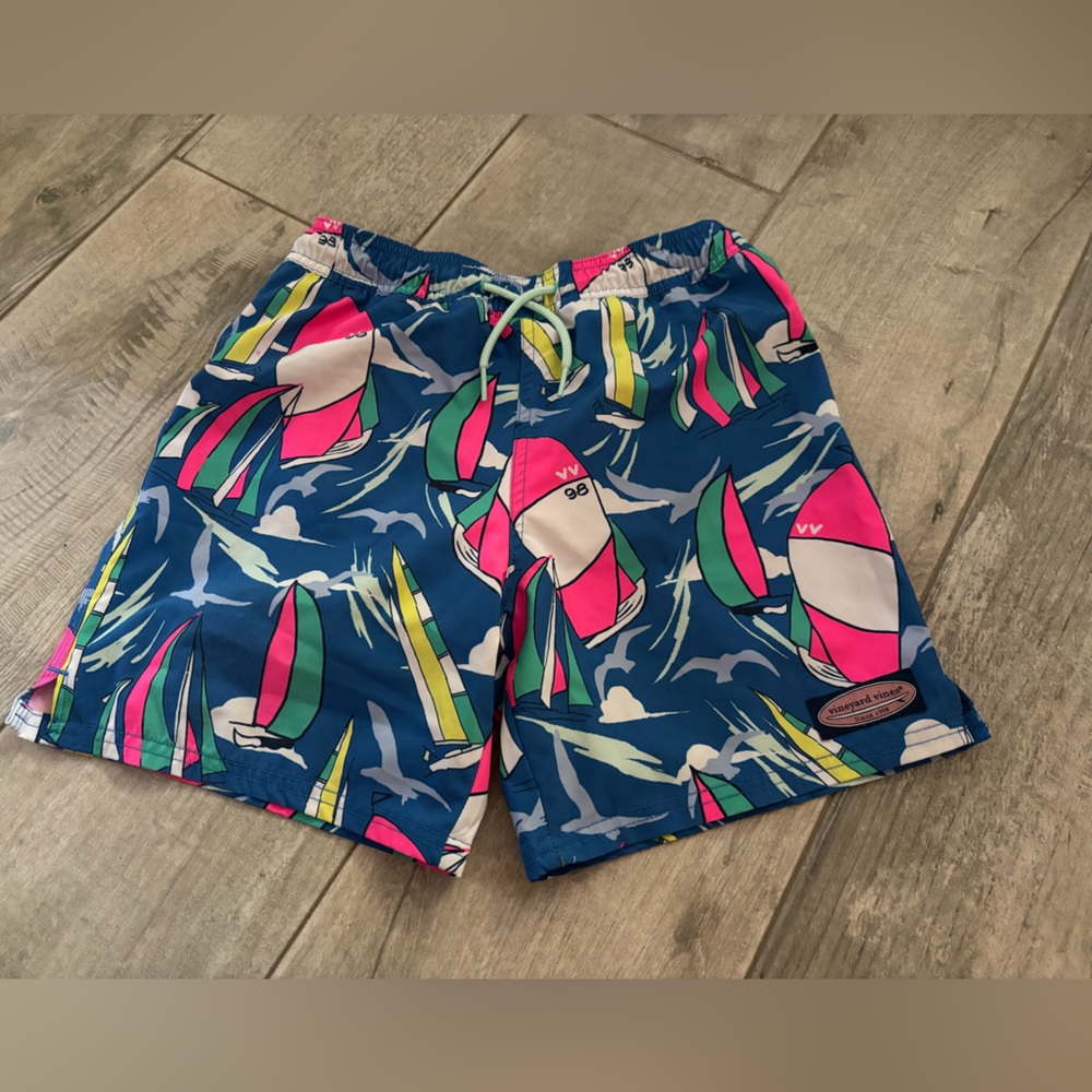Vineyard Vines Kids Swim Trunks - Blue and Pink